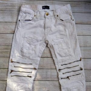 White Skinny Moto Jeans
